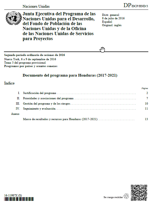 Documento del programa para Honduras (2017-2021)